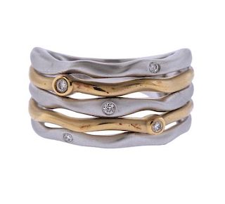 Bella 14k Gold Diamond Wave Multi Band Ring 