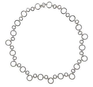 18K Gold Diamond Circle Link Necklace