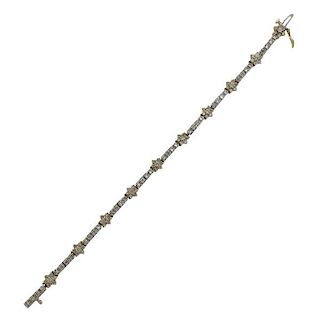 14K Gold Diamond Flower Line Bracelet