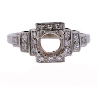 Art Deco 14k Gold Diamond Engagement Ring Setting 