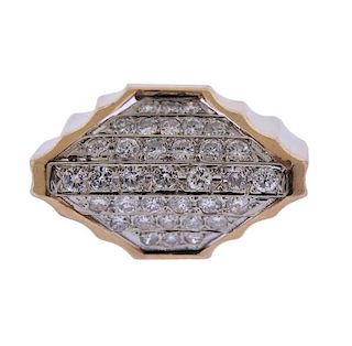 14k Gold Diamond Geometric Ring 
