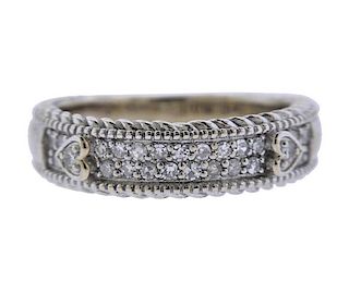 Judith Ripka 14K Gold Diamond Wedding Band Ring