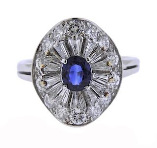 Platinum Diamond Sapphire Cocktail Ring