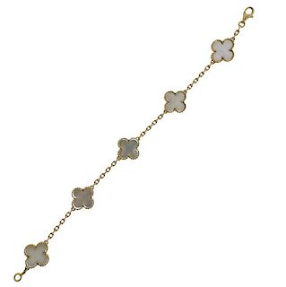 Van Cleef &amp; Arpels MOP Gold Alhambra Bracelet 