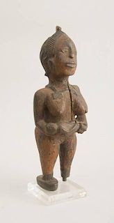 AFRICAN CARVED AND PAINTED WOOD GROUP OF MOTHER AND CHILD