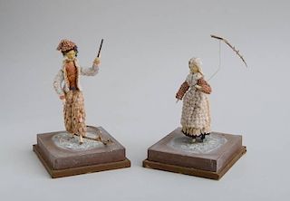 PAIR OF CONTINENTAL SHELL-ENCRUSTED FIGURES