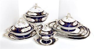 A Set of English Ceramic Serving Articles, Chamberlain Worcester, Length of largest tray 20 inches.
