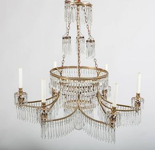 BALTIC NEOCLASSICAL STYLE GILT-BRONZE AND CUT-GLASS SIX-LIGHT CHANDELIER