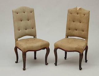 PAIR OF LOUIS XV STYLE BEECHWOOD SIDE CHAIRS