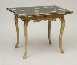 LOUIS XV STYLE PAINTED AND PARCEL-GILT CONSOLE TABLE