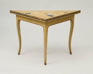 LOUIS XV STYLE PAINTED TRIANGULAR GAMES TABLE