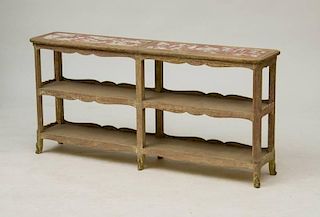 LOUIS XV STYLE PICKLED OAK THREE-TIERED ÉTAGÈRE, DESIGNED BY FREDERICK P. VICTORIA, NY, 20TH CENTURY
