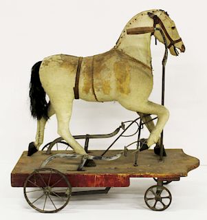 rare 19th c pedal operated hobby horse