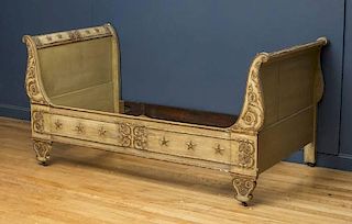 EMPIRE PAINTED AND PARCEL-GILT DAYBED