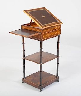LOUIS PHILIPPE ROSEWOOD AND FRUITWOOD MARQUETRY WORK TABLE
