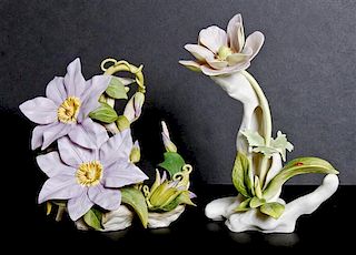 Two Cybis Porcelain Models of Flowers, Height of taller 8 x width 6 x depth 4 inches.