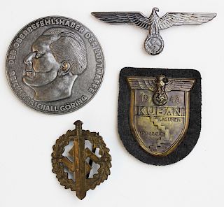 four WWII German medals & patches