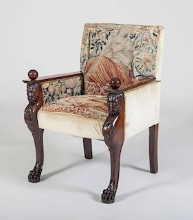 CONTINENTAL NEOCLASSICAL STYLE MAHOGANY BERGÈRE