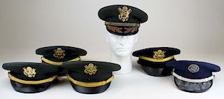six mid- late 20th c US Army visor caps