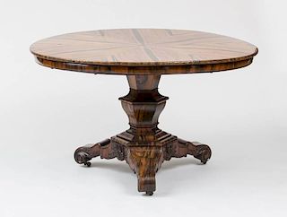 CONTINENTAL ZEBRAWOOD AND ROSEWOOD CENTER TABLE