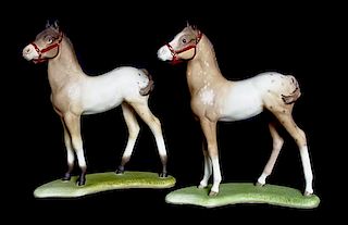 Two Cybis Porcelain Apaloosa Colt Figures, Height 9 x width 7 1/2 x depth 3 1/4 inches.