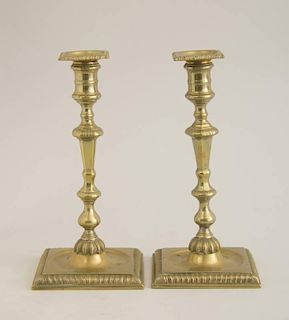 PAIR OF GEORGE III NEOCLASSICAL BRASS CANDLESTICKS