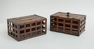 TWO VICTORIAN BRASS-MOUNTED ROSEWOOD LETTER BOXES