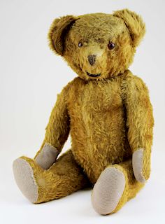 large early 20th c jointed mohair teddy bear