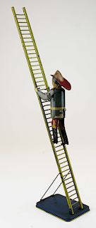 Marx Smokey Joe wind-up fireman on ladder