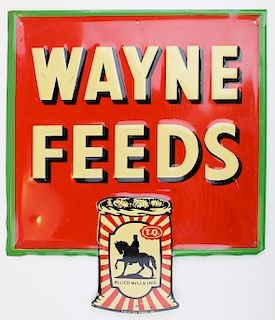 Wayne Feeds embossed tin litho sign