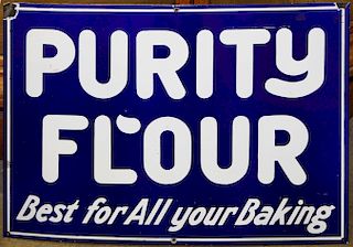Purity Fl'our enamel store sign
