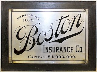 Boston Insurance Company etched sign