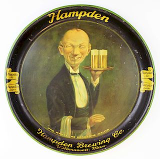 Hampden Handsome Waiter litho beer tray
