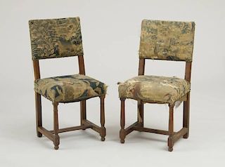PAIR OF WILLIAM AND MARY MAHOGANY HALL CHAIRS