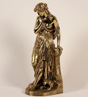 E. CARTIER, 19TH C. 16" FRENCH BRONZE OF LADY
