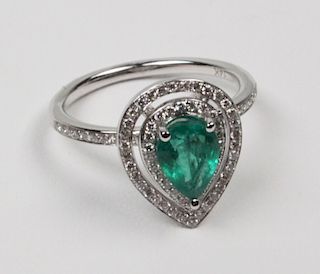 14K DIAMOND AND EMERALD LADY'S RING