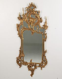 19TH C. ROCOCO CARVED GILTWOOD MIRROR