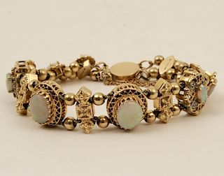 LADY'S 14 KT  BRACELET WITH MARQUISE AND PEARL MOUNTS