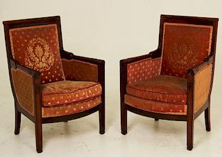 PAIR OF FRENCH DIRECTOIRE STYLE MAHOGANY FAUTEUILS