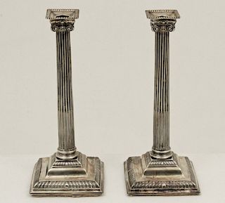 PAIR OF 18TH CENTURY ENGLISH SILVER CANDLESTICKS 