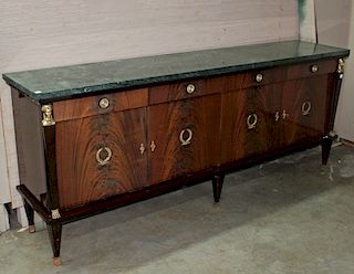 FRENCH EMPIRE MARBLE TOP MAHOGANY SIDEBOARD
