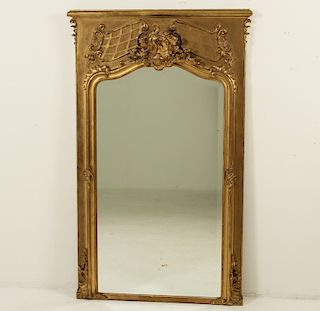 LOUIS XV STYLE FRENCH CARVED GILT WOOD MIRROR