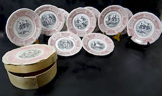SET OF 10 FRENCH FAIENCE CHARACTER PLATES