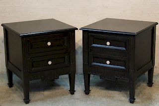 PR. OF WOODEN BLACK LACQUERED CABINETS