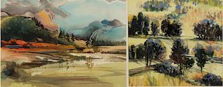LOT OF TWO LANDSCAPES IN WATERCOLOR, SIGNED LIPSCOMB AND LYNCH