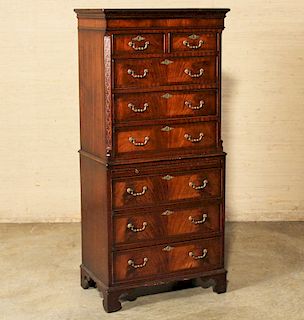 ENGLISH MAHOGANY YOUTH'S CHEST ON CHEST