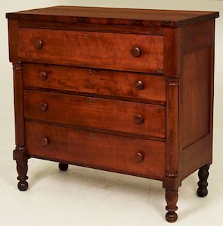 EARLY AMERICAN EMPIRE CHEST WITH BONNET DRAWER