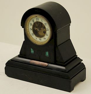 DOME TOP FRENCH BLACK MARBLE SHELF CLOCK