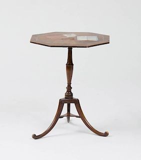 GEORGE III MAHOGANY AND PAINTED CANDLESTAND