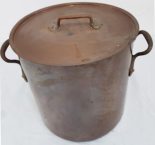 LARGE DOUBLE HANDLED COPPER COVERED VESSEL